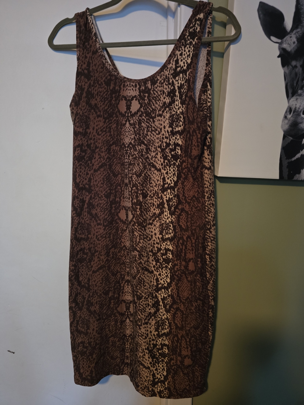 Brown Snake-Print Sleeveless Mini Dress